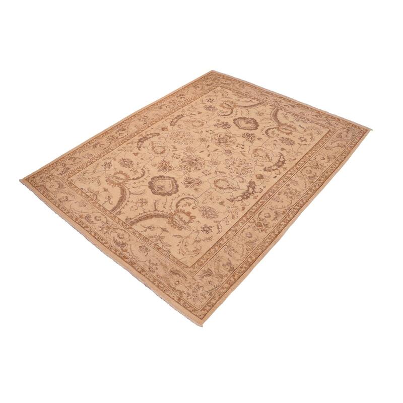Shabby Chic Ziegler Armando Tan Brown Handknotted Wool Rug 6 ft. 1